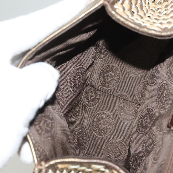 FENDI Shoulder Bag Leather Gold Auth BA3251