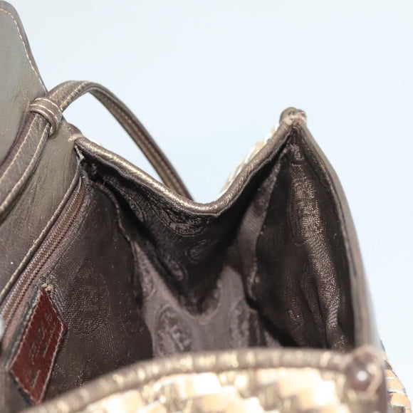 FENDI Shoulder Bag Leather Gold Auth BA3251