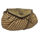 FENDI Shoulder Bag Leather Gold Auth BA3251-1