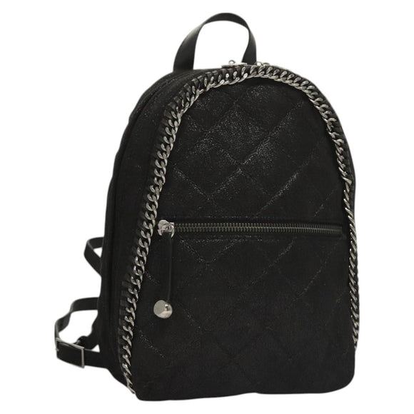 Stella MacCartney Falabella Chain Backpack Suede Black Silver 364517 Auth BA3253