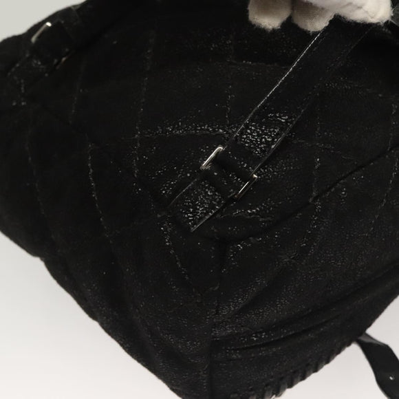 Stella MacCartney Falabella Chain Backpack Suede Black Silver 364517 Auth BA3253