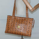 MCM Logogram Vicetos Shoulder Bag PVC Leather Brown Gold Auth BA3258-20