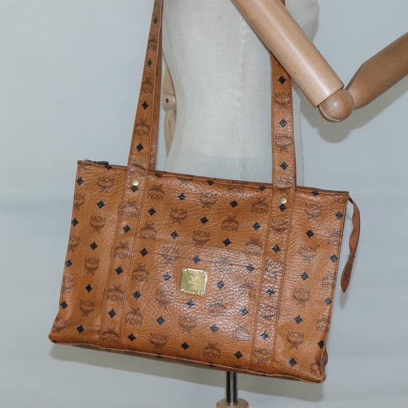 MCM Logogram Vicetos Shoulder Bag PVC Leather Brown Gold Auth BA3258