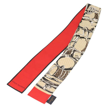 LOUIS VUITTON Bandeau Trunk Scarf Silk Beige M73964 LV Auth BA3263