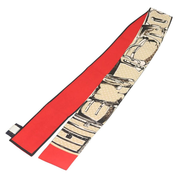LOUIS VUITTON Bandeau Trunk Scarf Silk Beige M73964 LV Auth BA3263