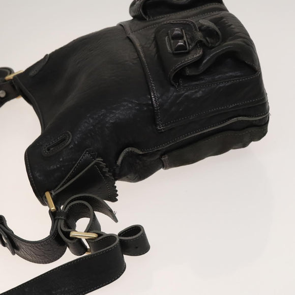 Chloe Shoulder Bag Leather 2wy Black Gold Auth BA3264