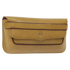 CARTIER Must Line Clutch Bag Leather Beige Auth BA3268