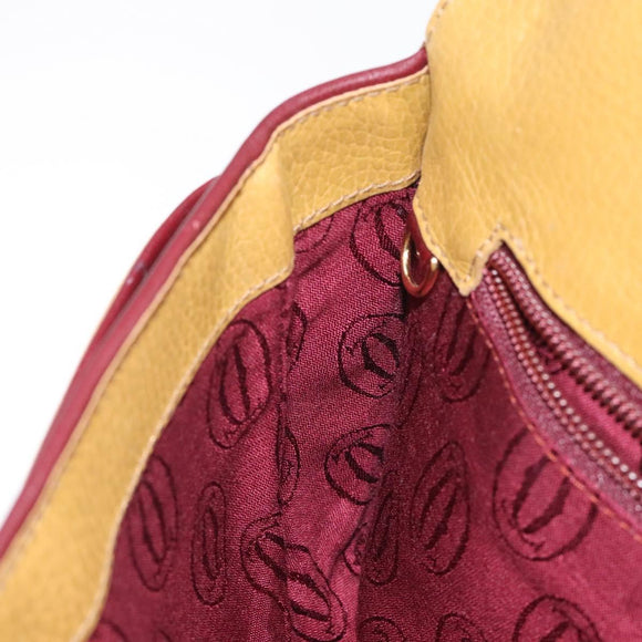 CARTIER Must Line Clutch Bag Leather Beige Auth BA3268