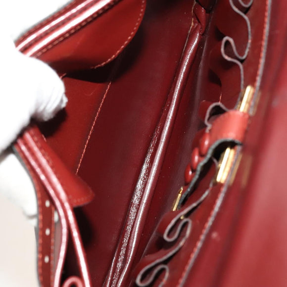 GUCCI Cartier GG Supreme Bag PVC Leather 2Set Beige Bordeaux gold Auth BA3271