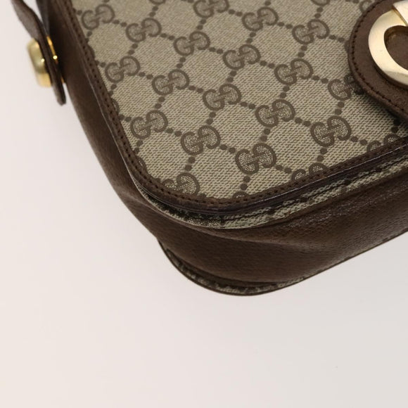 GUCCI Cartier GG Supreme Bag PVC Leather 2Set Beige Bordeaux gold Auth BA3271