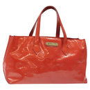 LOUIS VUITTON Vernis Wilshire PM Hand Bag Orenge Sunset M93644 LV Auth BA3277-1