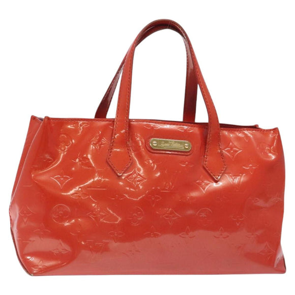 LOUIS VUITTON Vernis Wilshire PM Hand Bag Orenge Sunset M93644 LV Auth BA3277