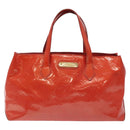 LOUIS VUITTON Vernis Wilshire PM Hand Bag Orenge Sunset M93644 LV Auth BA3277-13