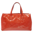 LOUIS VUITTON Vernis Wilshire PM Hand Bag Orenge Sunset M93644 LV Auth BA3277-2