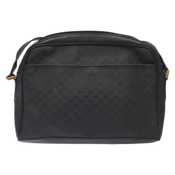 GUCCI Micro GG Supreme Shoulder Bag PVC Black Gold 001 22 1053 Auth BA3301