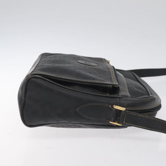 GUCCI Micro GG Supreme Shoulder Bag PVC Black Gold 001 22 1053 Auth BA3301