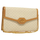 GUCCI Micro GG Supreme Chain Shoulder Bag PVC White Gold Auth BA3303-1