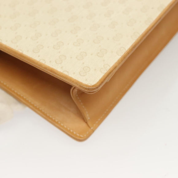 GUCCI Micro GG Supreme Chain Shoulder Bag PVC White Gold Auth BA3303