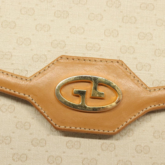 GUCCI Micro GG Supreme Chain Shoulder Bag PVC White Gold Auth BA3303