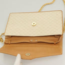 GUCCI Micro GG Supreme Chain Shoulder Bag PVC White Gold Auth BA3303-15