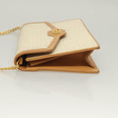 GUCCI Micro GG Supreme Chain Shoulder Bag PVC White Gold Auth BA3303-5