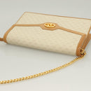 GUCCI Micro GG Supreme Chain Shoulder Bag PVC White Gold Auth BA3303-6