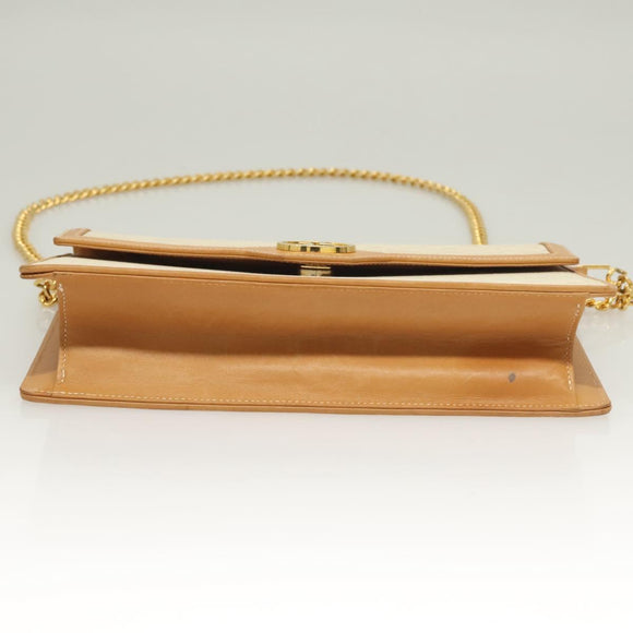 GUCCI Micro GG Supreme Chain Shoulder Bag PVC White Gold Auth BA3303