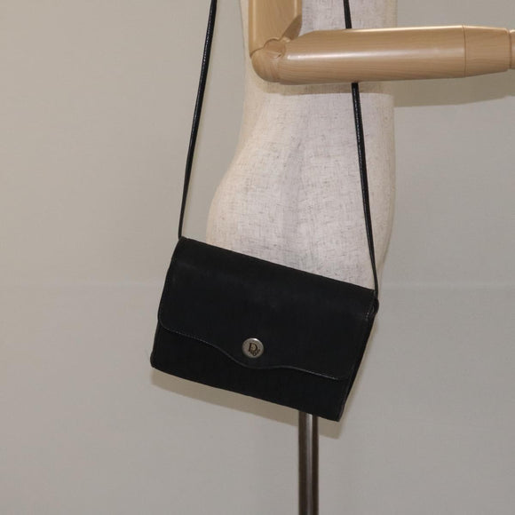 Christian Dior Trotter Canvas Shoulder Bag Black Auth BA3304