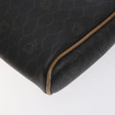 Christian Dior Honeycomb Canvas Shoulder Bag PVC Leather Black Gold Auth BA3305-15