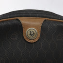 Christian Dior Honeycomb Canvas Shoulder Bag PVC Leather Black Gold Auth BA3305-17