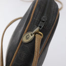 Christian Dior Honeycomb Canvas Shoulder Bag PVC Leather Black Gold Auth BA3305-10