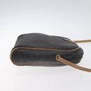 Christian Dior Honeycomb Canvas Shoulder Bag PVC Leather Black Gold Auth BA3305-3