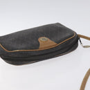 Christian Dior Honeycomb Canvas Shoulder Bag PVC Leather Black Gold Auth BA3305-6