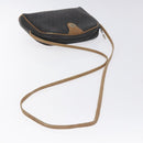 Christian Dior Honeycomb Canvas Shoulder Bag PVC Leather Black Gold Auth BA3305-7