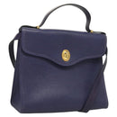Christian Dior Hand Bag Leather 2way Gold Purple gray Auth BA3306-1