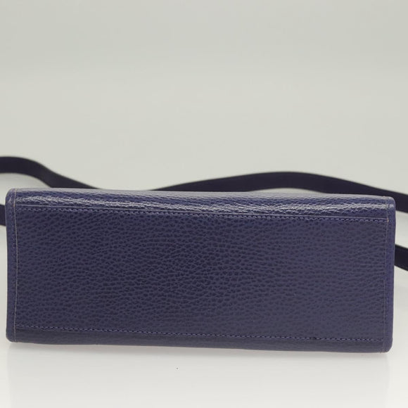 Christian Dior Hand Bag Leather 2way Gold Purple gray Auth BA3306