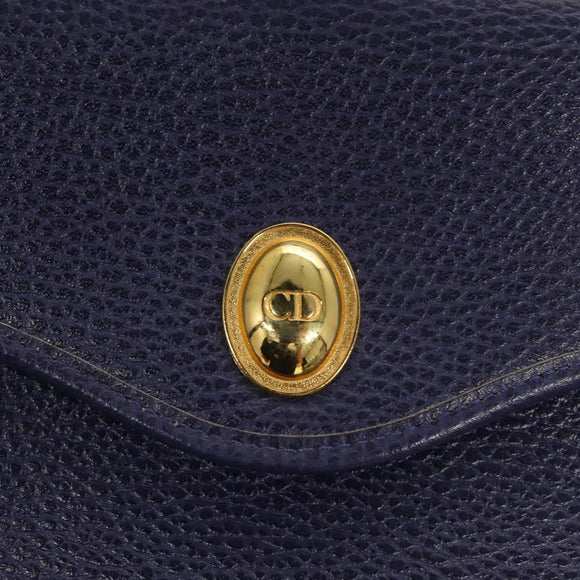Christian Dior Hand Bag Leather 2way Gold Purple gray Auth BA3306