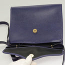 Christian Dior Hand Bag Leather 2way Gold Purple gray Auth BA3306-11