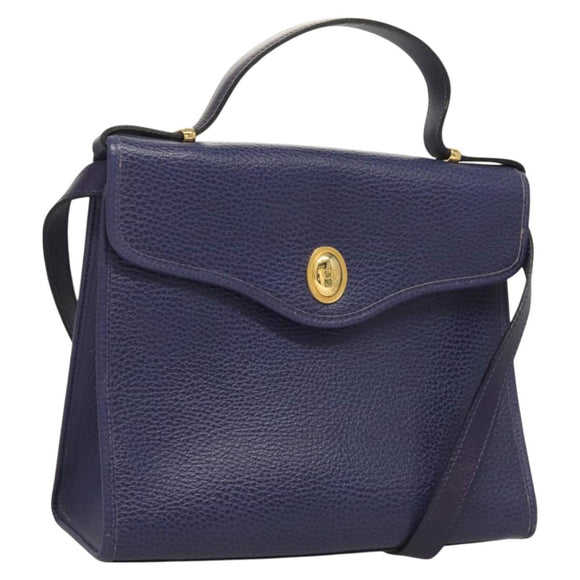 Christian Dior Handtas Leer 2-weg Goud Paars grijs Auth BA3306
