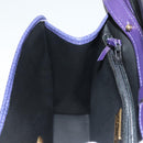 Christian Dior Hand Bag Leather 2way Gold Purple gray Auth BA3306-21