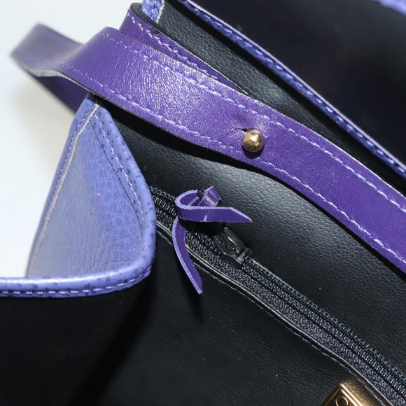 Christian Dior Hand Bag Leather 2way Gold Purple gray Auth BA3306