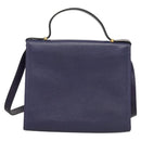 Christian Dior Hand Bag Leather 2way Gold Purple gray Auth BA3306-2