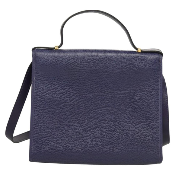 Christian Dior Handtas Leer 2-weg Goud Paars grijs Auth BA3306