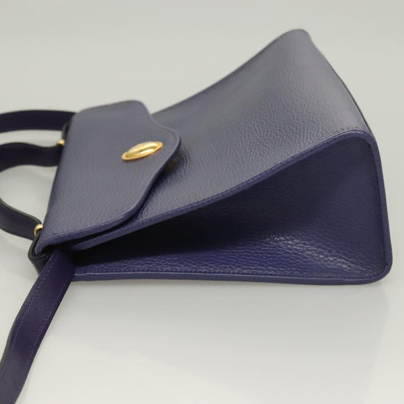 Christian Dior Hand Bag Leather 2way Gold Purple gray Auth BA3306