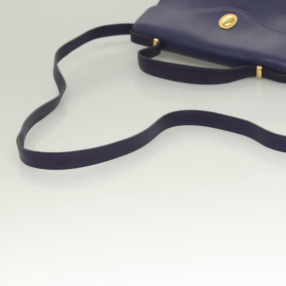 Christian Dior Hand Bag Leather 2way Gold Purple gray Auth BA3306