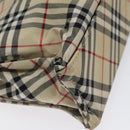 BURBERRY Nova Check Blue Label Hand Bag Nylon Beige Silver Auth BA3308-16