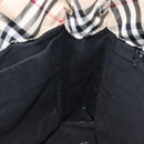 BURBERRY Nova Check Blue Label Hand Bag Nylon Beige Silver Auth BA3308-19