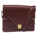 CARTIER Must Line Shoulder Bag Leather Bordeaux Gold Auth BA3311-1