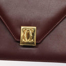 CARTIER Must Line Shoulder Bag Leather Bordeaux Gold Auth BA3311-14