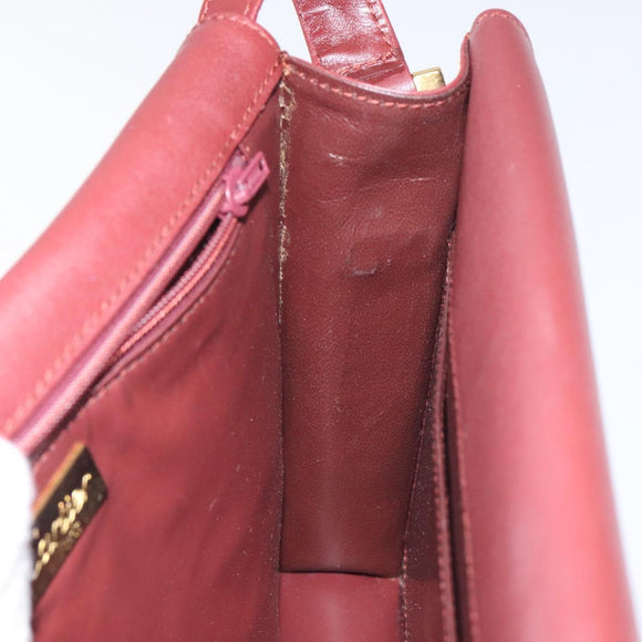 CARTIER Must Line Shoulder Bag Leather Bordeaux Gold Auth BA3311